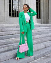 Long Shot Pocketed Wide Leg Pants - Kelly Green